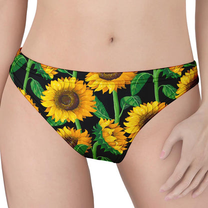 Sunflower Pattern Print Women's Thong