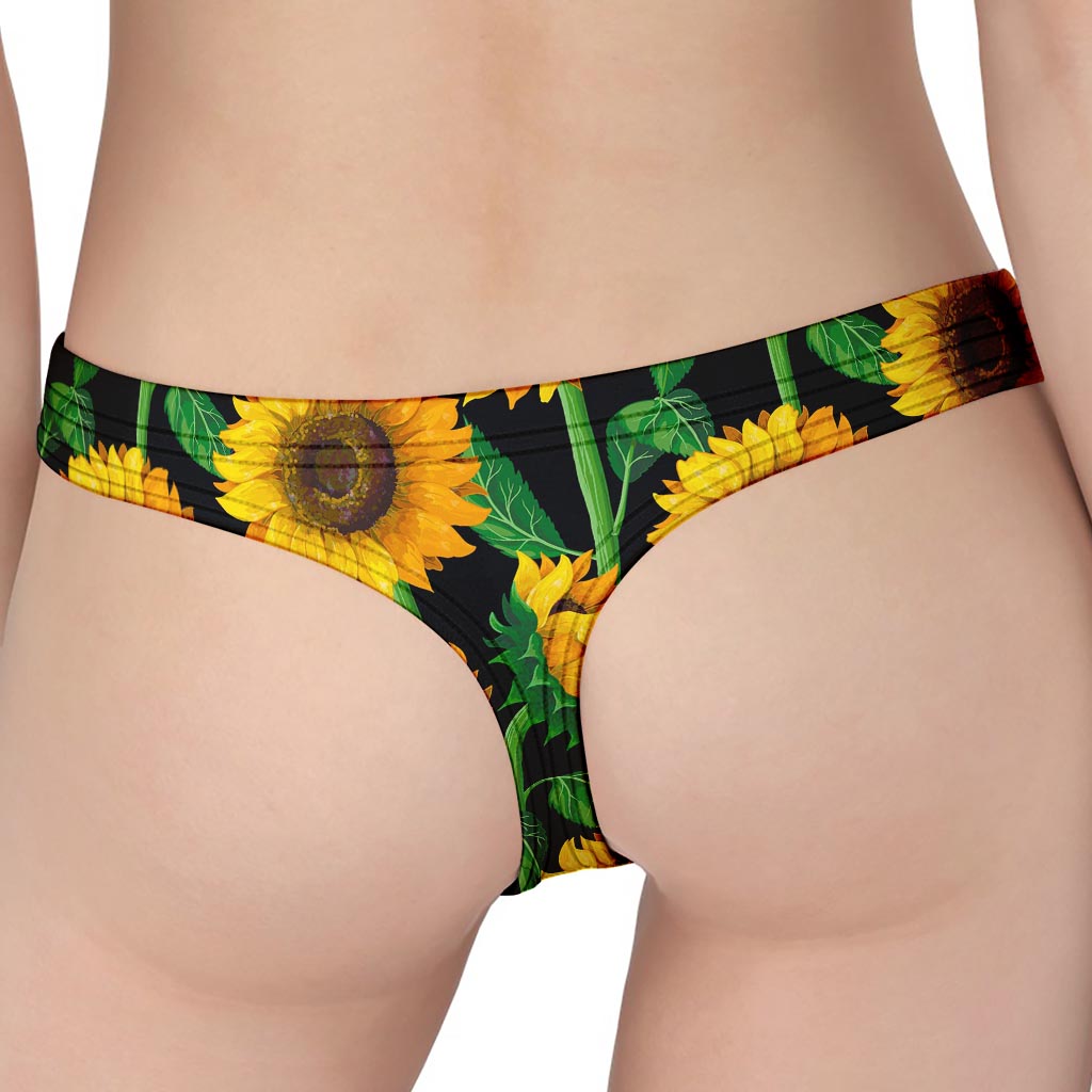 Sunflower Pattern Print Women's Thong