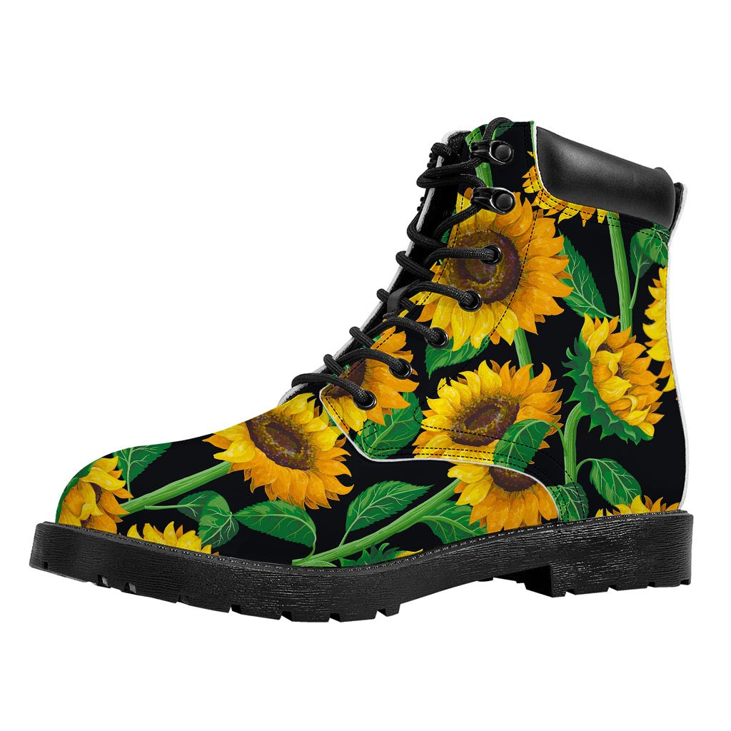 Sunflower Pattern Print Work Boots