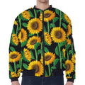 Sunflower Pattern Print Zip Sleeve Bomber Jacket
