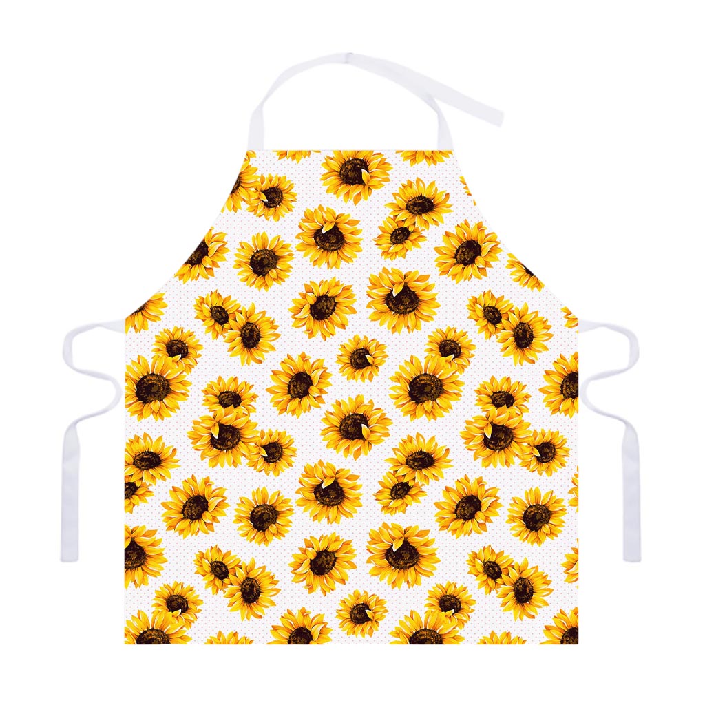 Sunflower Polka Dot Pattern Print Adjustable Apron