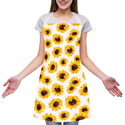 Sunflower Polka Dot Pattern Print Adjustable Apron