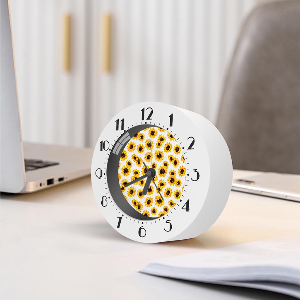 Sunflower Polka Dot Pattern Print Alarm Clock