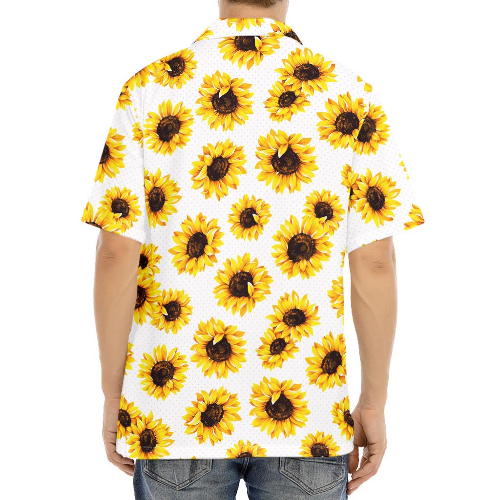 Sunflower Polka Dot Pattern Print Aloha Shirt