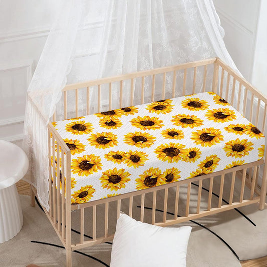 Sunflower Polka Dot Pattern Print Baby Crib Sheet