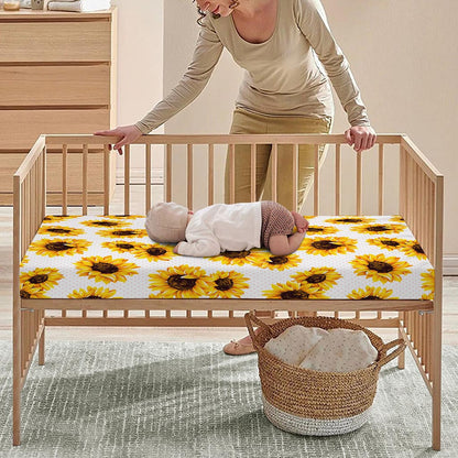 Sunflower Polka Dot Pattern Print Baby Crib Sheet