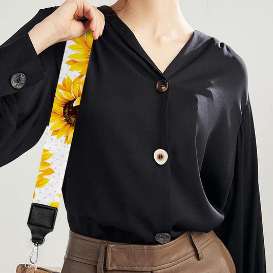 Sunflower Polka Dot Pattern Print Bag Strap