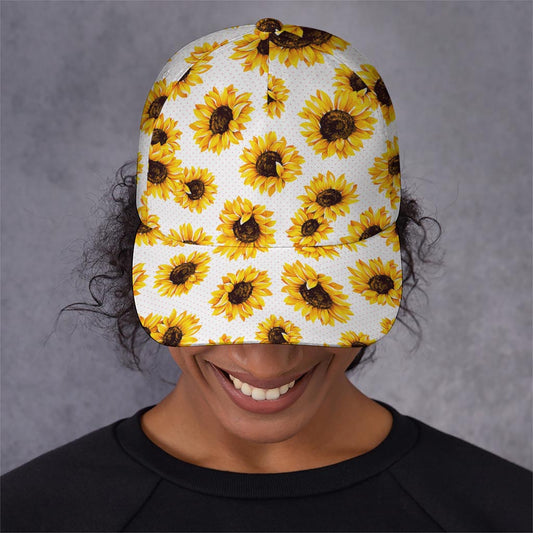 Sunflower Polka Dot Pattern Print Baseball Cap
