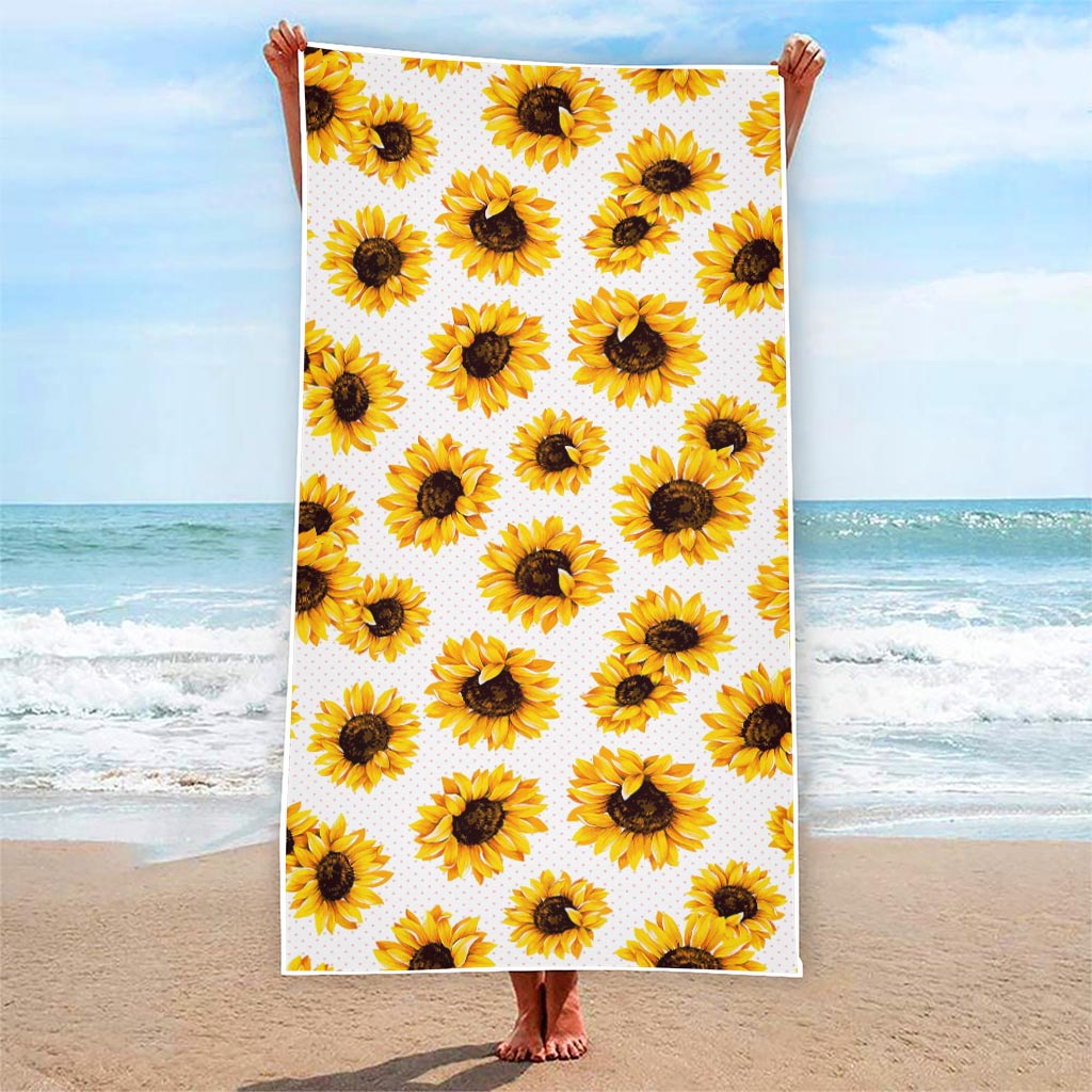 Sunflower Polka Dot Pattern Print Beach Towel