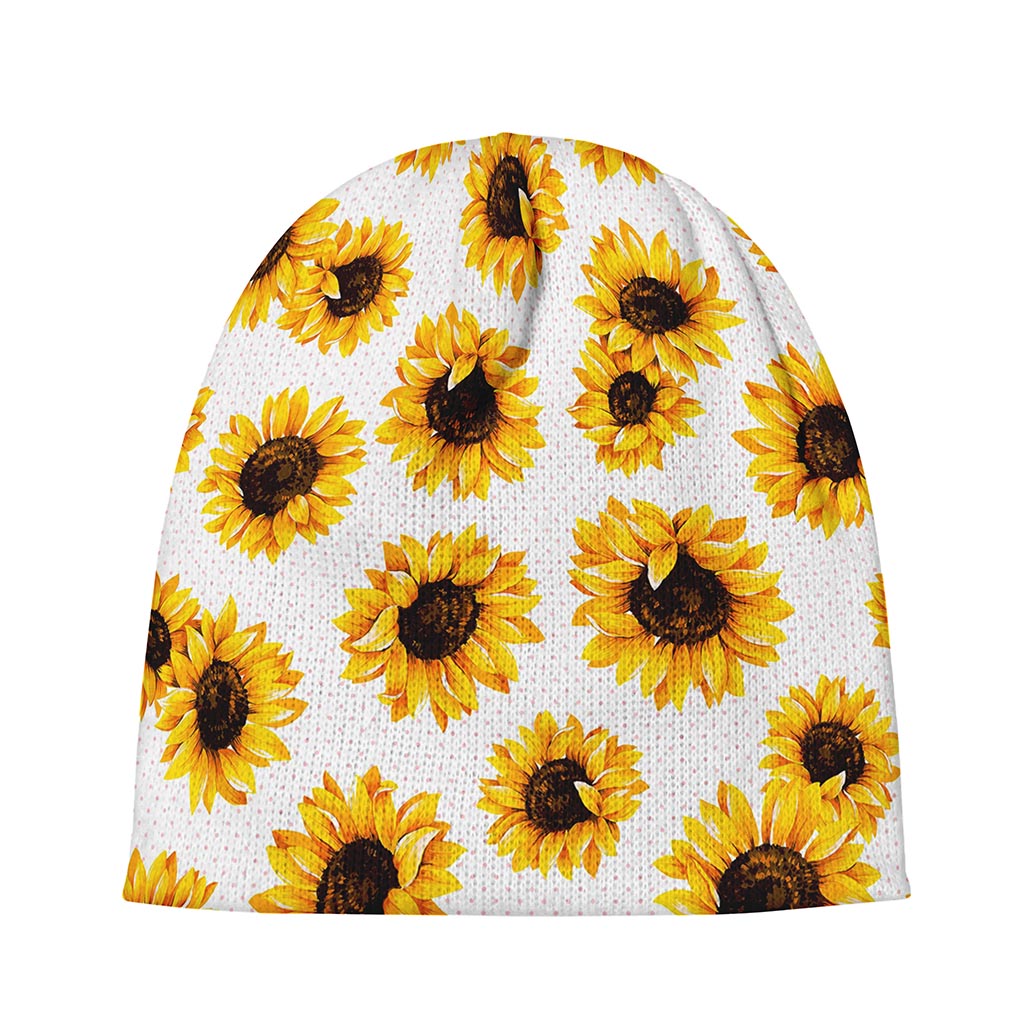 Sunflower Polka Dot Pattern Print Beanie