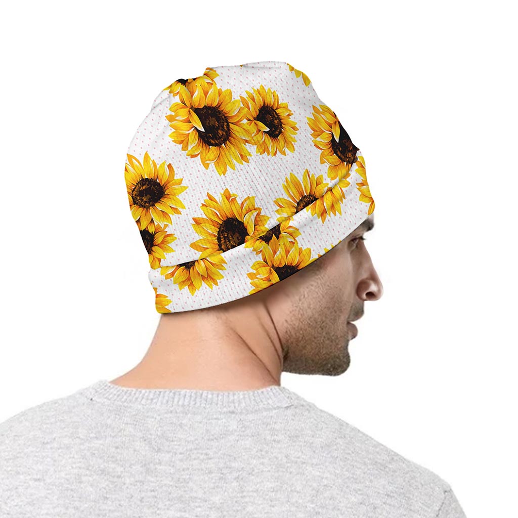 Sunflower Polka Dot Pattern Print Beanie