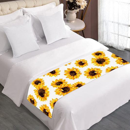 Sunflower Polka Dot Pattern Print Bed Runner