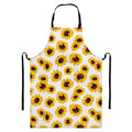 Sunflower Polka Dot Pattern Print Bib Apron With Pocket