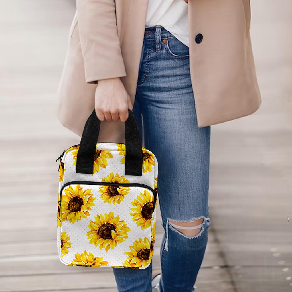 Sunflower Polka Dot Pattern Print Bible Tote Bag