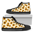 Sunflower Polka Dot Pattern Print Black High Top Sneakers