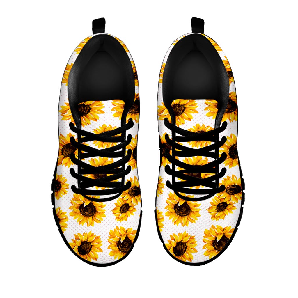 Sunflower Polka Dot Pattern Print Black Running Shoes