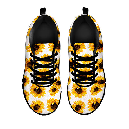 Sunflower Polka Dot Pattern Print Black Running Shoes