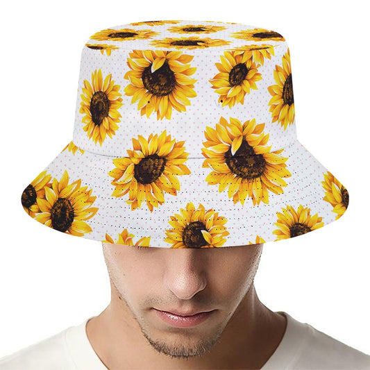 Sunflower Polka Dot Pattern Print Bucket Hat