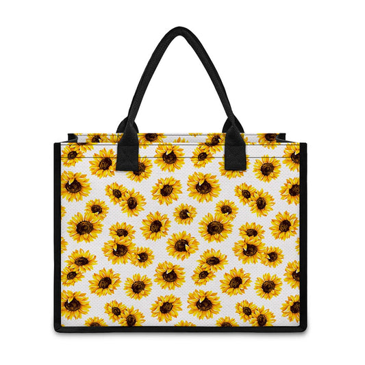 Sunflower Polka Dot Pattern Print Canvas Tote Bag