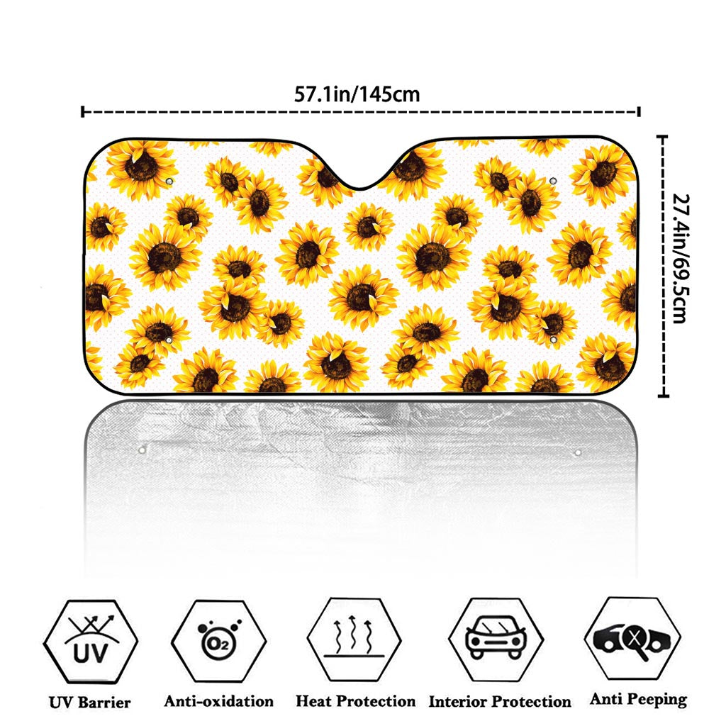 Sunflower Polka Dot Pattern Print Car Windshield Sun Shade