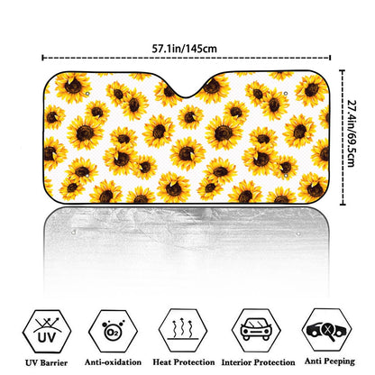 Sunflower Polka Dot Pattern Print Car Windshield Sun Shade