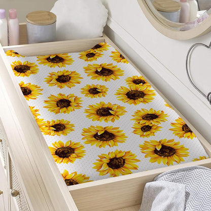 Sunflower Polka Dot Pattern Print Changing Pad Cover