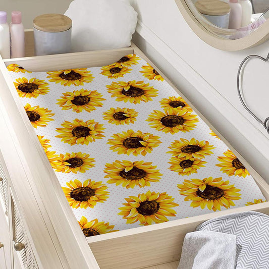 Sunflower Polka Dot Pattern Print Changing Pad Cover