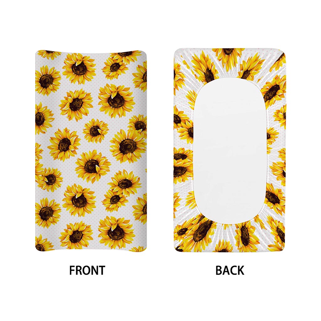 Sunflower Polka Dot Pattern Print Changing Pad Cover