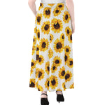 Sunflower Polka Dot Pattern Print Chiffon Maxi Skirt