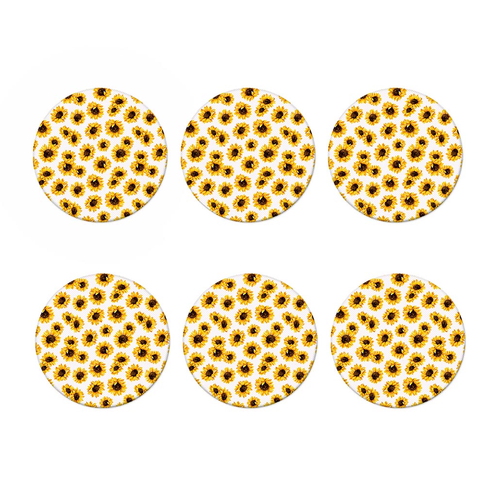Sunflower Polka Dot Pattern Print Coaster Set