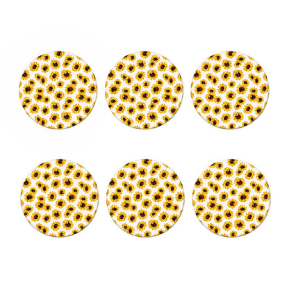 Sunflower Polka Dot Pattern Print Coaster Set