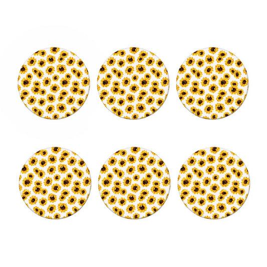 Sunflower Polka Dot Pattern Print Coaster Set