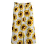 Sunflower Polka Dot Pattern Print Cotton Front Slit Maxi Skirt