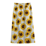 Sunflower Polka Dot Pattern Print Cotton Front Slit Maxi Skirt