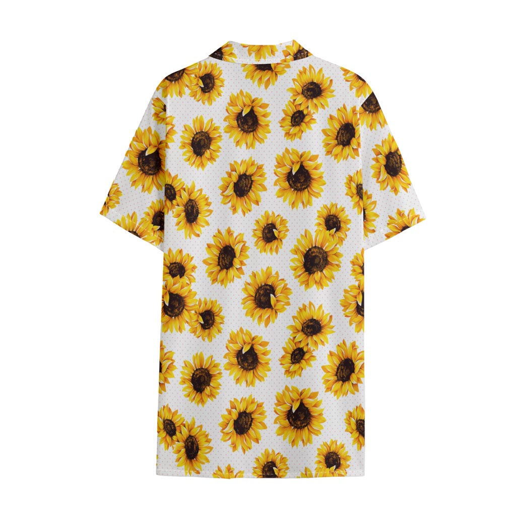 Sunflower Polka Dot Pattern Print Cotton Hawaiian Shirt