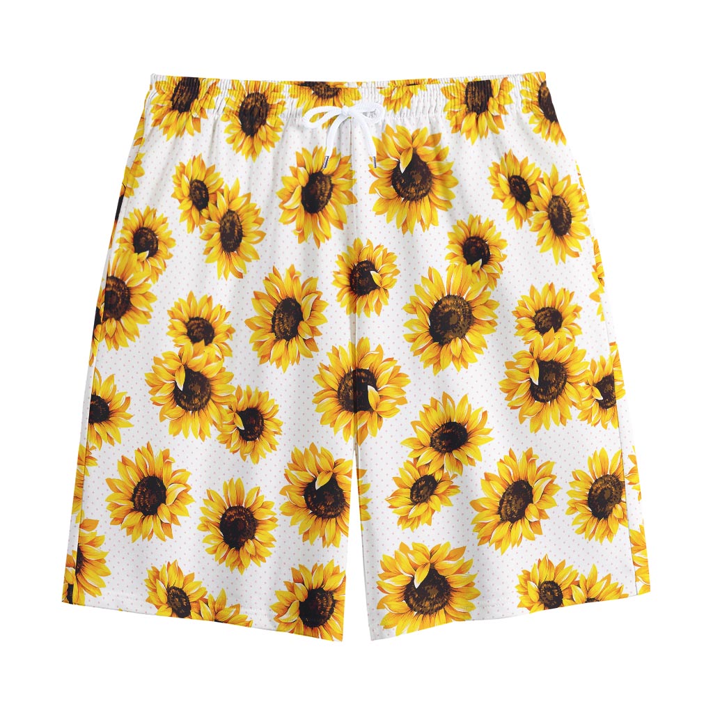 Sunflower Polka Dot Pattern Print Cotton Shorts