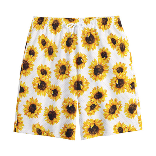 Sunflower Polka Dot Pattern Print Cotton Shorts