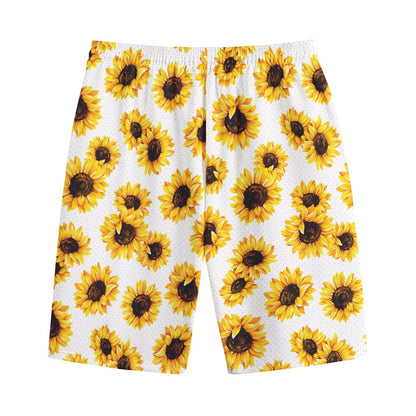 Sunflower Polka Dot Pattern Print Cotton Shorts