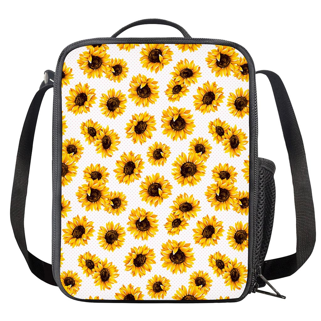 Sunflower Polka Dot Pattern Print Crossbody Lunch Bag