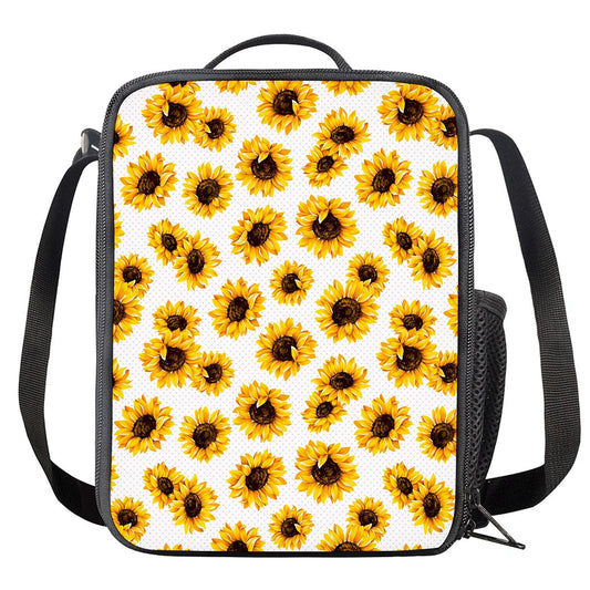 Sunflower Polka Dot Pattern Print Crossbody Lunch Bag