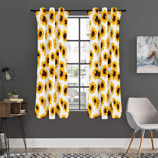 Sunflower Polka Dot Pattern Print Curtain