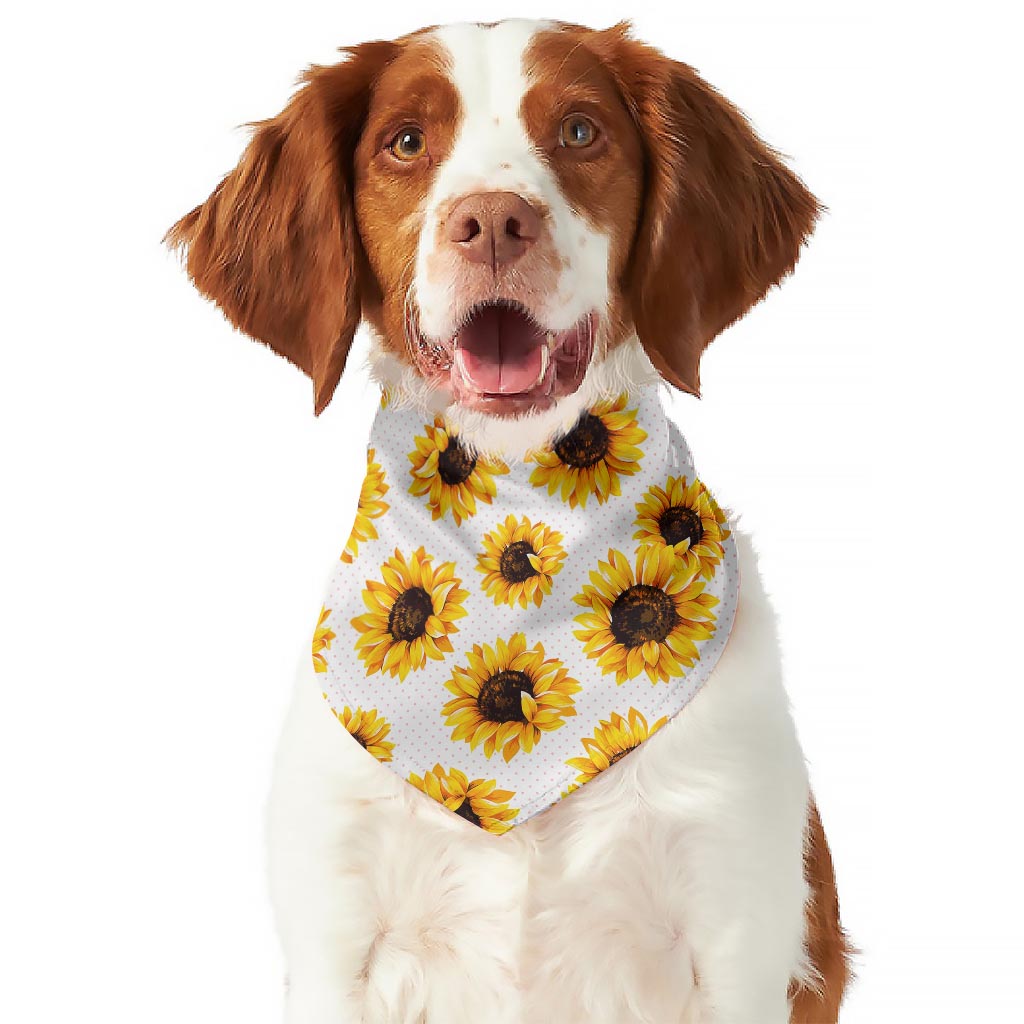 Sunflower Polka Dot Pattern Print Dog Bandana