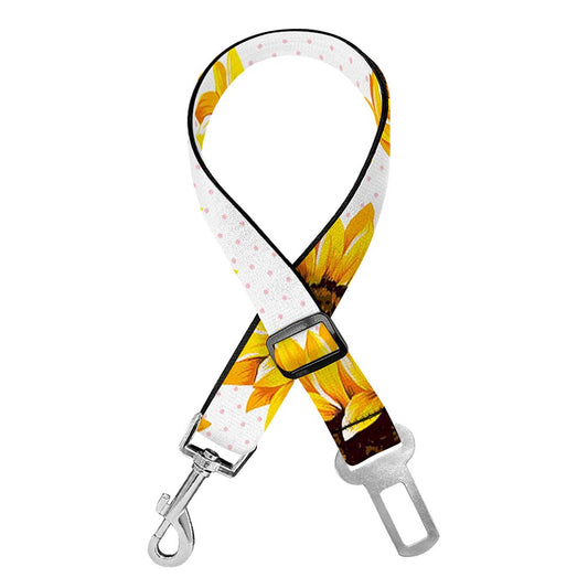 Sunflower Polka Dot Pattern Print Dog Seat Belt