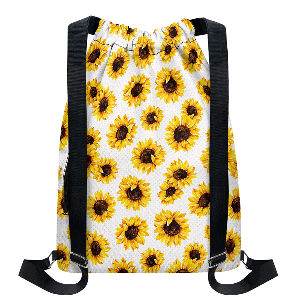 Sunflower Polka Dot Pattern Print Drawstring Backpack