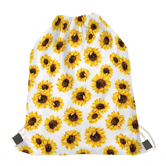 Sunflower Polka Dot Pattern Print Drawstring Bag