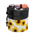 Sunflower Polka Dot Pattern Print Drawstring Makeup Bag