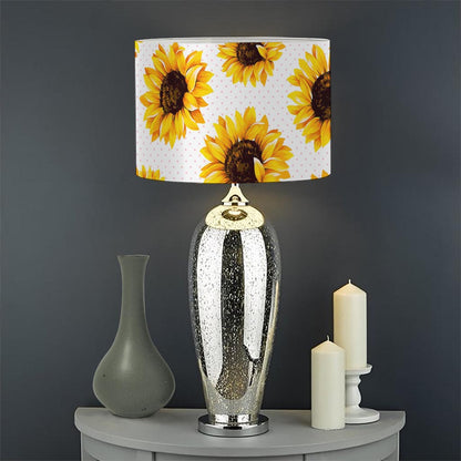 Sunflower Polka Dot Pattern Print Drum Lamp Shade