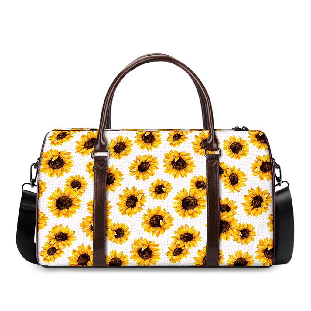 Sunflower Polka Dot Pattern Print Duffle Bag
