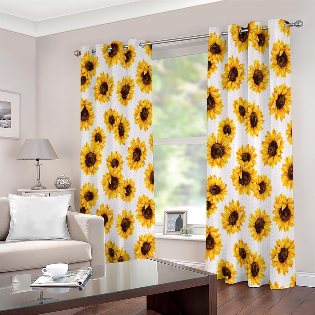 Sunflower Polka Dot Pattern Print Extra Wide Grommet Curtains
