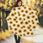 Sunflower Polka Dot Pattern Print Foldable Umbrella